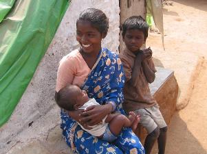 Indian slum family