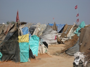 Huts in Indian slum